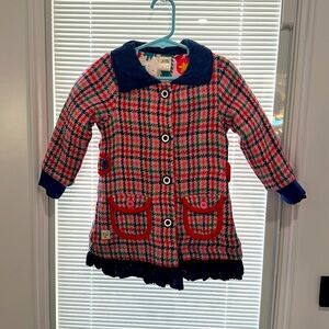 Wildflowers‎ pink and blue gingham pea coat